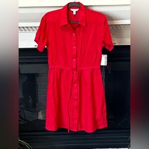 🆕 Nine West Deep Pink Button-Up Mini Dress